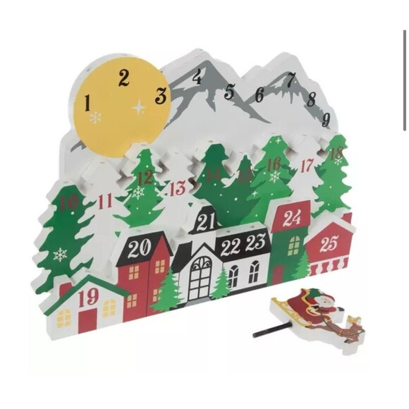 Santa Town Christmas Wooden Countdown To Christmas - Picture 4 of 4